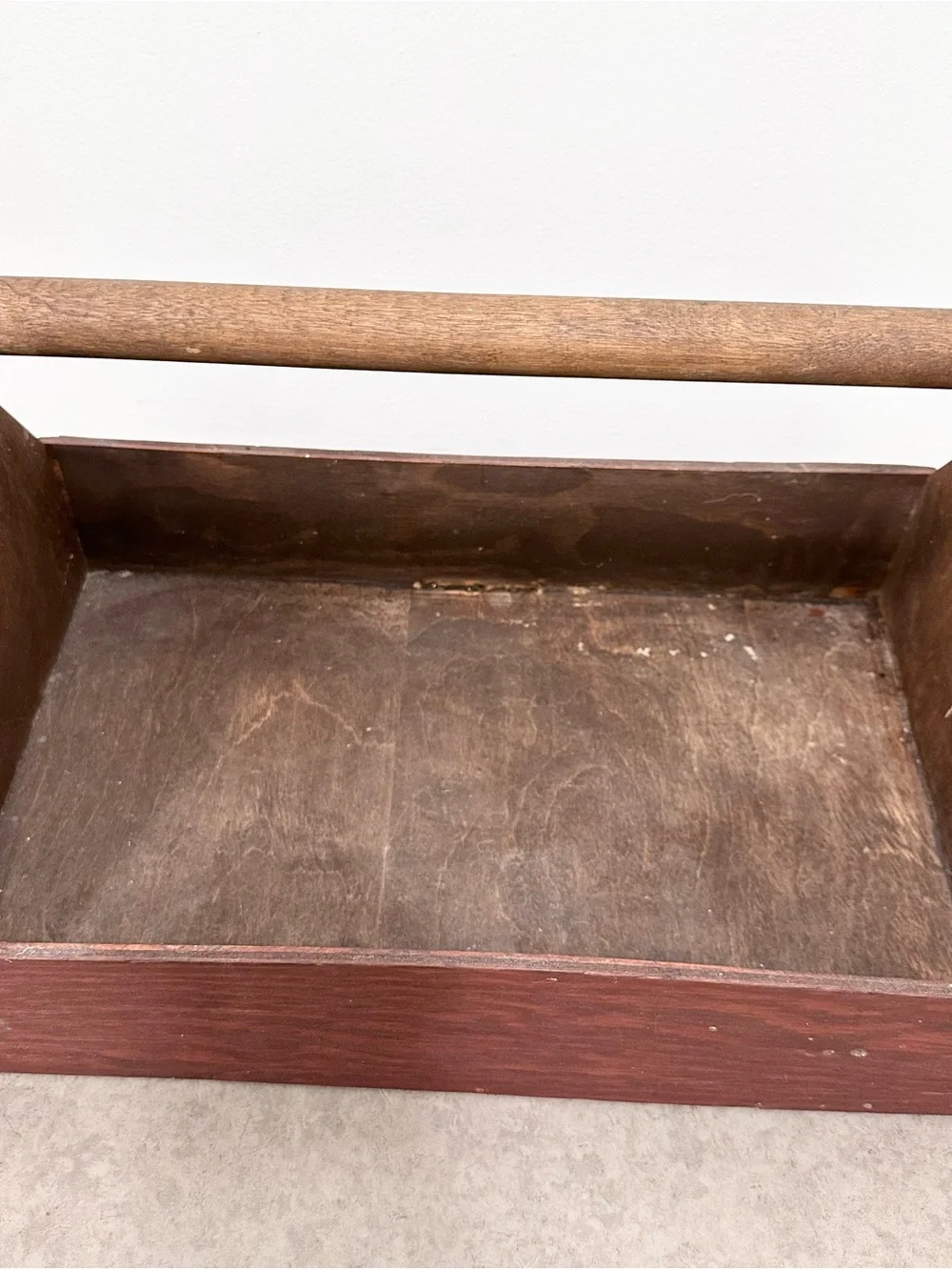 Large Wooden Toolbox Caddy Carpenter Primitive Style Crate Tote 16 x 10 x 10